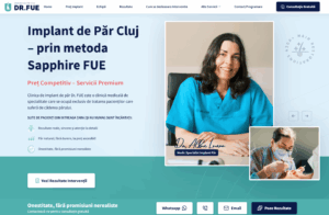Clinica Dr. FUE Cluj – implant de păr prin metoda Sapphire FUE, servicii premium, rezultate naturale și consultație gratuită.